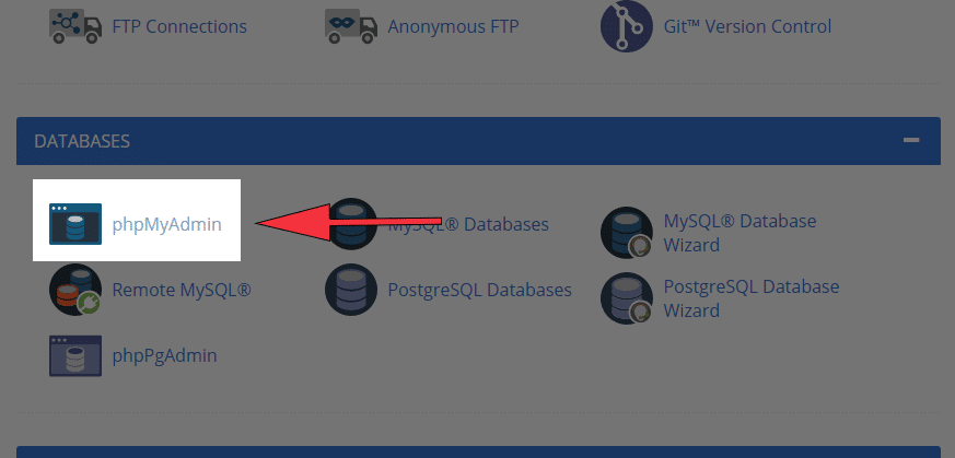 phpMyAdmin on Bluehost’s cPanel Box