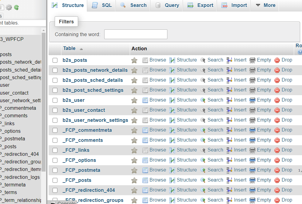 WordPress Database