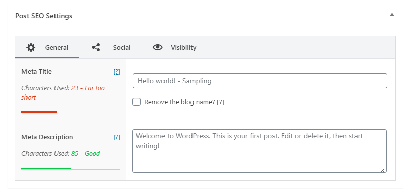 The SEO Framework post SEO settings