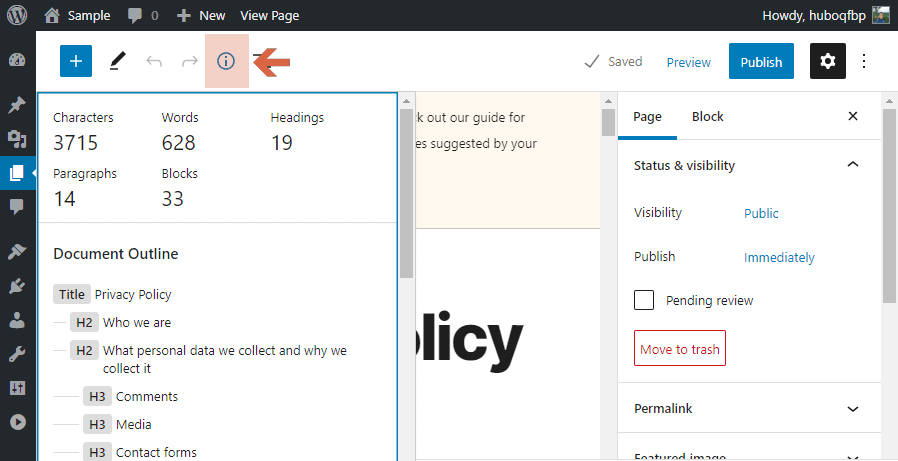 The addition of information panel on the top toolbar
